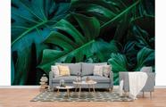 Papel de Parede 3D Painel 4M Folhas Costela de Adão Verde Folhagem Auto Colante Vinílico Lavável