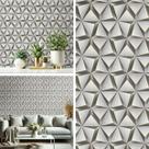 Papel de Parede Adesivo 3D Geometrico Cinza 5 Metros x 0,45cm