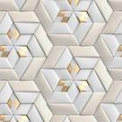 Papel De Parede Adesivo 3d Geométrico Dourado E Cinza 3m