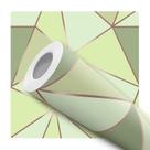 Papel de Parede Adesivo Abstrato Geométrico Triangular Verde Rose Gold Moderno Quarto Sala de Estar