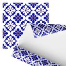 Papel De Parede Adesivo Arabesco Flores Azul Branco 2,80m