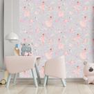 Papel de Parede Adesivo Autocolante Decorativo Bailarina Lilás 10 METROS 2 ROLOS 5m x 45cm Cada
