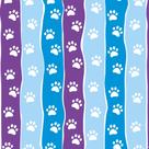 Papel De Parede Adesivo Autocolante Vinil Animal Patinhas Brancas Fundo Listrado Roxos e Azuis 3m