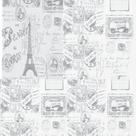 Papel de Parede Adesivo Autocolante Vinil Casual Paris Torre Eiffel Antiga Tons Cinzas 1,50m Papel de Parede Adesivo Autocolante Vinil Casual Paris Torre Eiffel Antiga Tons Cinzas 1,50m