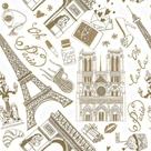 Papel de Parede Adesivo Autocolante Vinil Casual Torre Eiffel Tons Beges Paris Perfume 1,50m