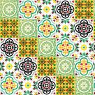 Papel de parede adesivo azulejo autocolante português tons de verde ref: dpaz37