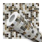 Papel de Parede Adesivo Azulejo Pastilha Ladrilho Tons de Marrom Marmorizado Moderno