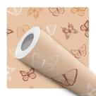 Papel de Parede Adesivo Bege Marrom Borboletas Delicado Infantil Moderno Quarto Sala de Estar