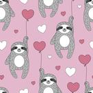 Papel De Parede Adesivo Bicho Preguiça E Corações Rosa Quarto 12m