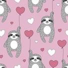 Papel De Parede Adesivo Bicho Preguiça E Corações Rosa Quarto 12m