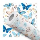 Papel de Parede Adesivo Borboleta Azul Bege Delicado Infantil Bebê Moderno Quarto Sala de Estar