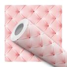 Papel de Parede Adesivo Capitonê Botonê Efeito Visual 3D Rosa Moderno Quarto Sala