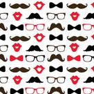 Papel de Parede Adesivo Casual Bigode e Batom - 156