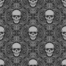 Papel de Parede Adesivo Caveiras Preto Cinza 800 Rolo0,58x3M