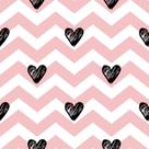 Papel De Parede Adesivo Chevron Coração Rosa Quarto Menina 12m