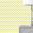 Papel de Parede Adesivo Chevron Zig Zag Amarelo e Cinza Lavável
