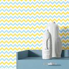 Papel de Parede Adesivo Chevron Zig Zag Azul e Amarelo Lavável 1 Metro