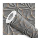 Papel de Parede Adesivo Cimento Queimado Concreto Industrial Hexágono Dourado Abstrato Quarto Sala de Estar