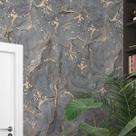 Papel de Parede Adesivo Cinza Gold Marmorizado Cozinha 3m