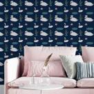 Papel de Parede Adesivo Cisne Lago Azul N05121 0,58X2,5M