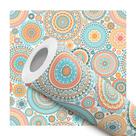 Papel de Parede Adesivo Colorido Circulo Mandala Azul Laranja Moderno Quarto Sala de Estar