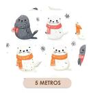 Papel de Parede Adesivo com Focas Fofas Cachecóis Inverno