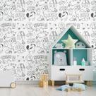 Papel De Parede Adesivo Desenho À Mão N09102 0,58x2,5M