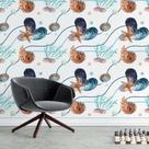 Papel de Parede Adesivo Estrelas Mar Conchas N015114 0,58x3M