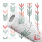 Papel de Parede Adesivo Flexa Verde Rosa Salmão Moderno Quarto