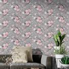 Papel De Parede Adesivo Floral Flor Rosa e Branca Flores Lavável 15m
