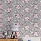 Papel De Parede Adesivo Floral Flor Rosa e Branca Flores Lavável 1m