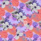 Papel De Parede Adesivo Flores Lilas Laranja Sala Floral