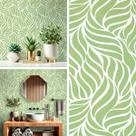 Papel de Parede Adesivo Folhas Geometrico Verde 5 Metros x 0,45cm