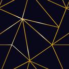 Papel de Parede Adesivo Geométrico Zara Linhas Gold Fundo Preto Delicado 3m