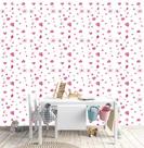 Papel de Parede Adesivo Infantil Joaninhas Borboletas E Flores Pink Fundo Branco REF:DPIN23
