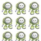 Papel de Parede Adesivo Infantil Robozinhos Idênticos Verde Fundo Branco - REF:DPIN06 Papel de Parede Adesivo Infantil Robozinhos Idênticos Verde Fundo Branco - REF:DPIN06