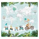 Papel de Parede Adesivo Infantil Safari Mapa Mundi Quarto Menino Menina - 640pcp