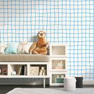 Papel de Parede Adesivo Infantil Xadrez Quadriculado Azul 2,5m