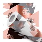 Papel De Parede Adesivo Lavável Algas Abstrato Preta Vermelha Rosa Com Traço Dourado Quarto Sala de Estar