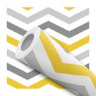 Papel De Parede Adesivo Lavável Chevron Cinza Amarelo 10m