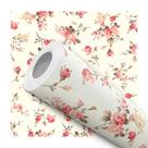 Papel De Parede Adesivo Lavável Cozinha Rosas Floral Fundo Bege 10m