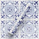 Papel de Parede Adesivo Lavável Estilo Azulejo Azul Ladrilhos