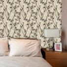 Papel de Parede Adesivo Lavável Floral Galhos Papel de Parede Adesivo Lavável Floral Galhos