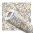 Papel De Parede Adesivo Lavável Flores Azul Marrom 10m