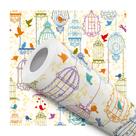 Papel De Parede Adesivo Lavável Gaiolas Passaros Colorido 12m