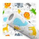 Papel De Parede Adesivo Lavável Infantil Zoológico Safari Colorido Bebê Maternidade