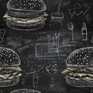 Papel de Parede Adesivo Lavável Lanche Hamburguer Preto e Branco Papel de Parede Adesivo Lavável Lanche Hamburguer Preto e Branco