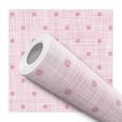 Papel De Parede Adesivo Lavável Linho Rosa com Bolinha Quarto Menina Escritório Recepção
