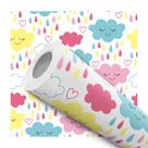 Papel De Parede Adesivo Lavável Quarto Bebê Infantil Nuvens Colorida 10m