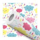 Papel De Parede Adesivo Lavável Quarto Bebê Infantil Nuvens Colorida 10m